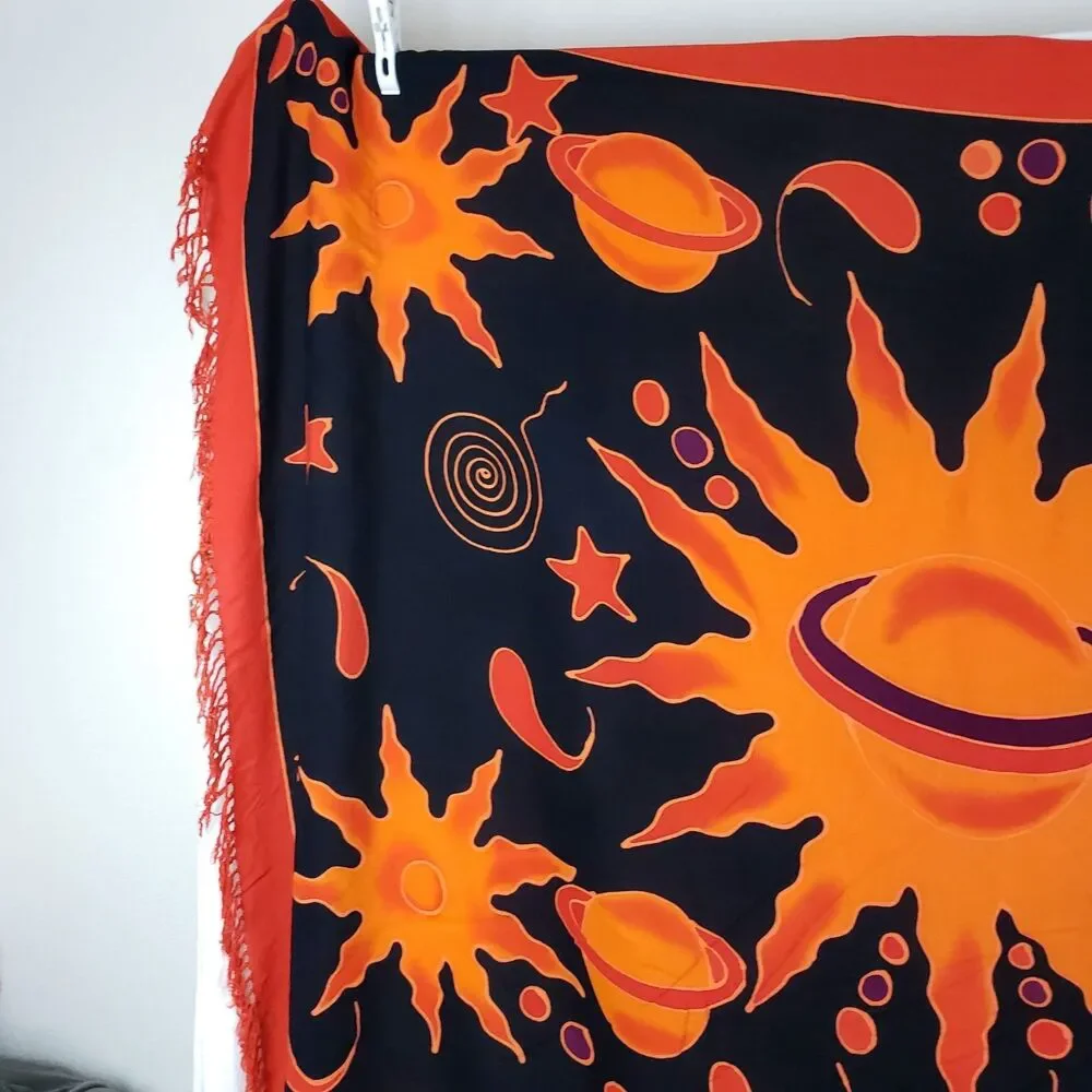 Celestial Sun Planet Sarong Pareo Wall Tapestry 66x46 Whimsigoth Boho Rayon